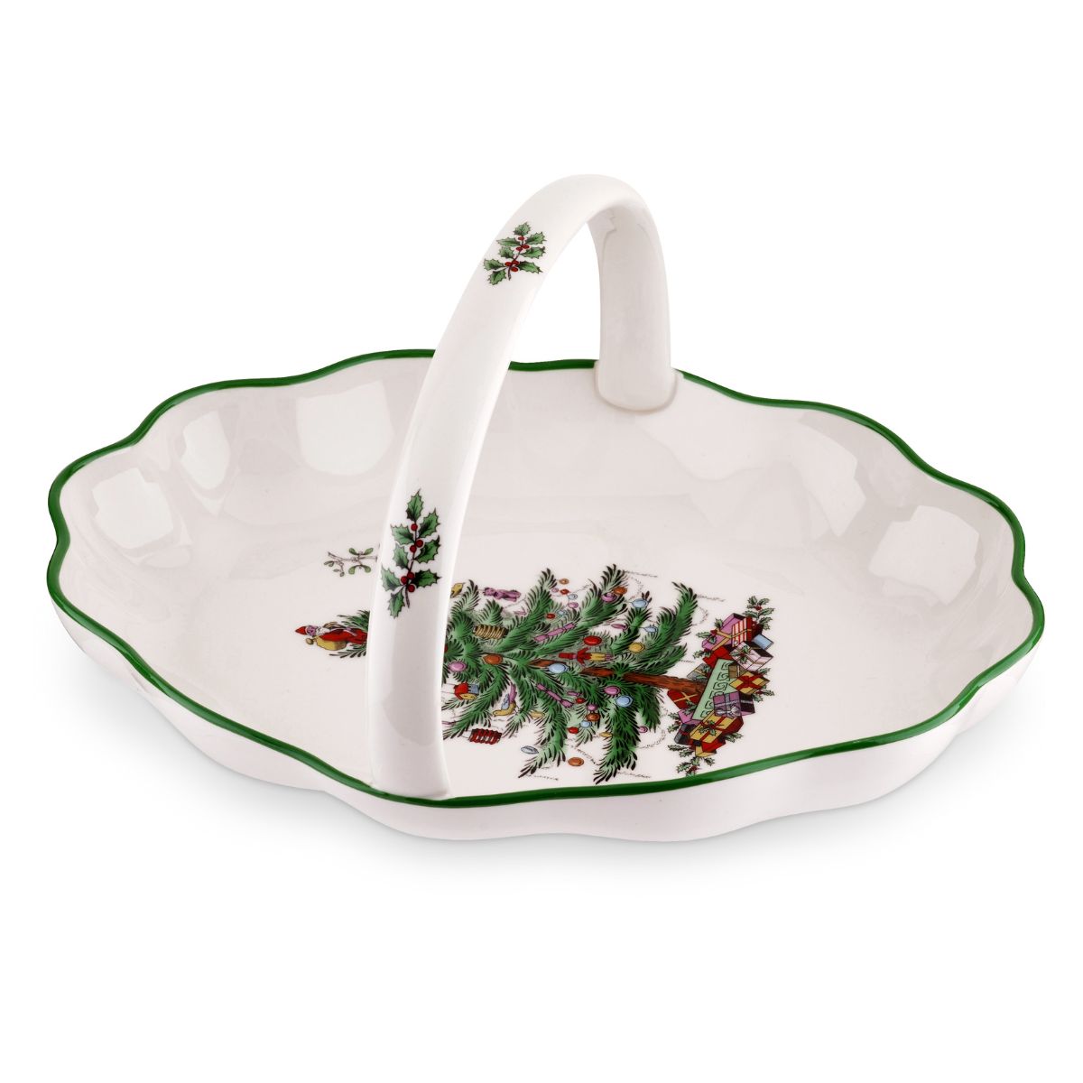 Christmas Tree 10"  Oval Bread Basket image number null